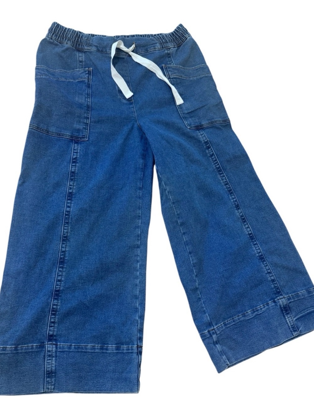 Maeve x Anthropologie Indigo Wide-Leg Denim Drawstring Jeans - Picture 2 of 7